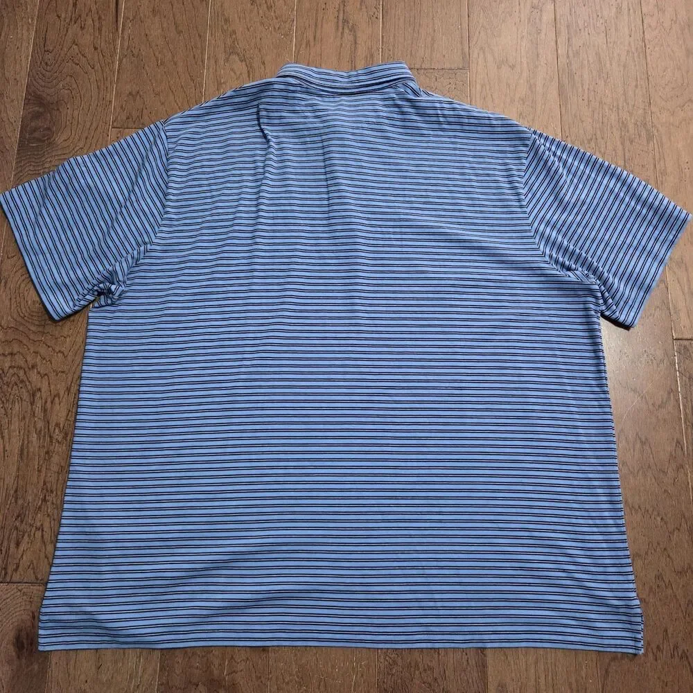 Polo Ralph Lauren Polo Shirt Mens 4XB 4XL Big Blue Striped Stretch Golfer Golf